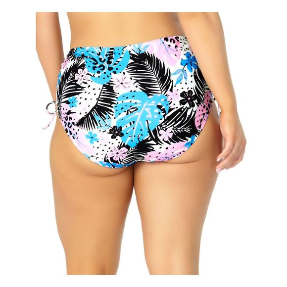 CALIFORNIA WAVES Women's White Cinched Tie High Waisted Swimsuit Bottom 2X - Picture 2 of 4